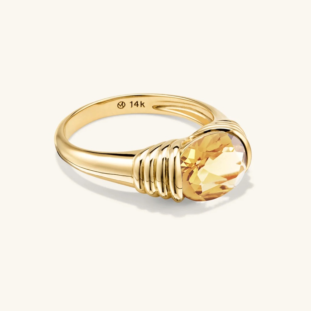 Mejuri Heirloom Honey Quartz 14k Yellow Gold Size 8